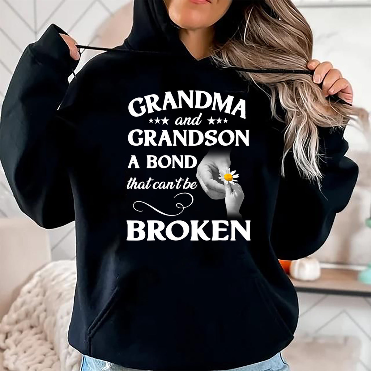 Best Grandma Shirt, Proud Grandma Unisex T-Shirt/Hoodie/Sweatshirt HLT00 - Grandma and Grandson A Bond That Can't Be Broken T-Shirt