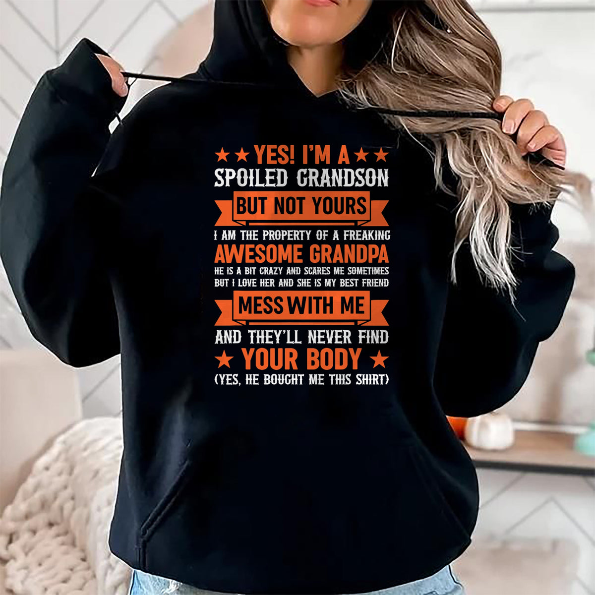 Best Grandma Shirt, Proud Grandma Unisex T-Shirt/Hoodie/Sweatshirt HLT00 - yes i'm a spoiled grandson T-Shirt (4)