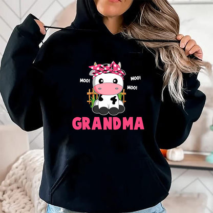 Best Grandma Shirt, Proud Grandma Unisex T-Shirt/Hoodie/Sweatshirt HLT00 - Funny Grandma Cow Cute Cow Farmer Birthday Matching Family T-Shirt