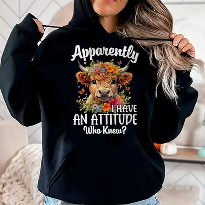 Best Farmer Life Shirt, Funny Farmer UnisexT-Shirt/Hoodie/Sweatshirt HLT00 - Apparently I Have an Attitude Who Knew Highland Cow Print T-Shirt
