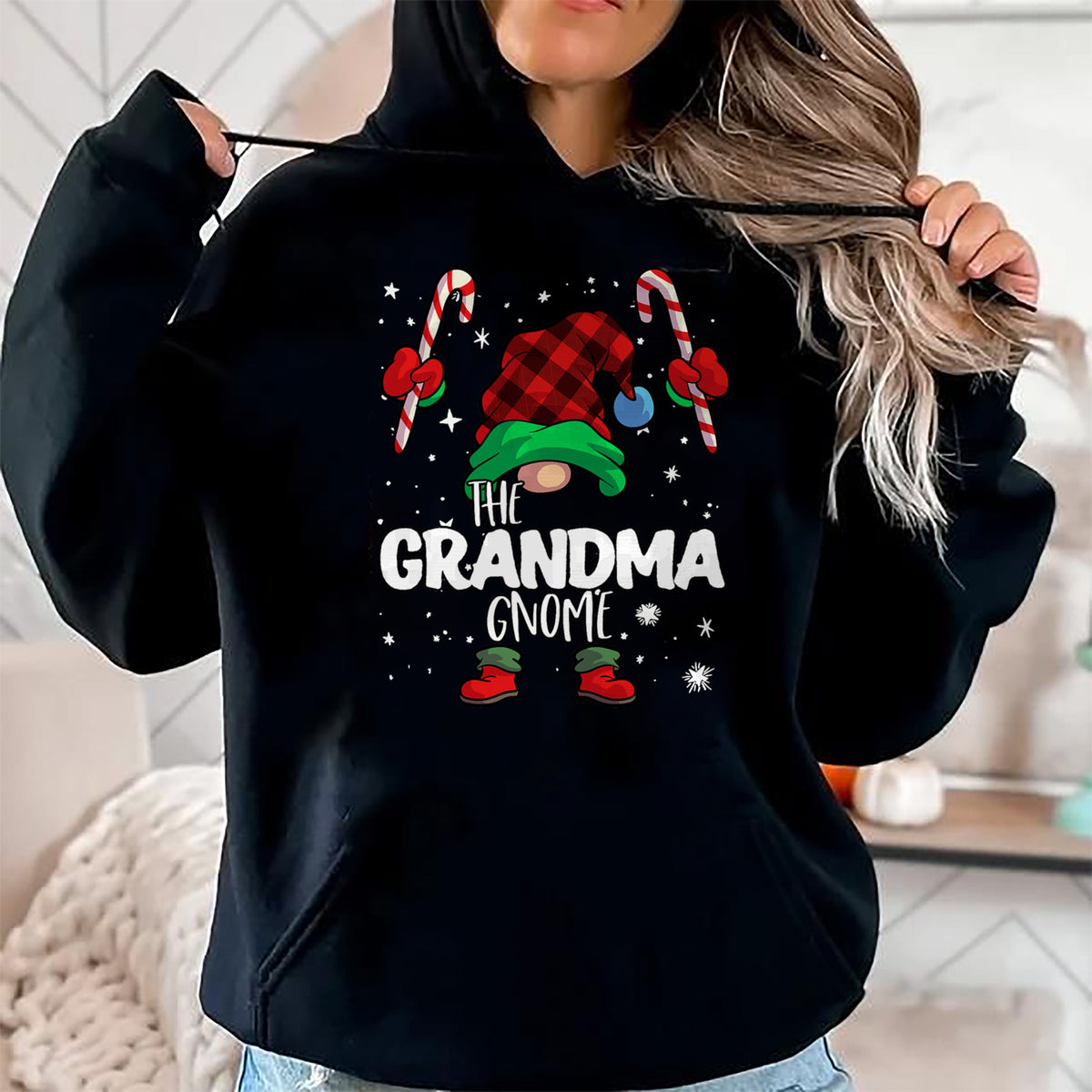 Best Grandma Shirt, Proud Grandma Unisex T-Shirt/Hoodie/Sweatshirt HLT00 - Grandma Gnome Red Buffalo Plaid Matching Family Christmas T-Shirt