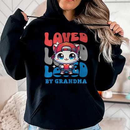 Best Grandma Shirt, Proud Grandma Unisex T-Shirt/Hoodie/Sweatshirt HLT00 - Kids Grandma Loves Me Grandson Cat T-Shirt