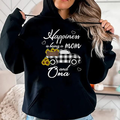 Best Grandma Shirt, Proud Grandma Unisex T-Shirt/Hoodie/Sweatshirt HLT00 - Sunflower Grandma Shirt Happiness is being a Mom and Oma T-Shirt