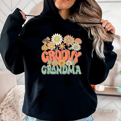 Best Grandma Shirt, Proud Grandma Unisex T-Shirt/Hoodie/Sweatshirt HLT00 - Groovy Grandma Floral Hippie Retro Daisy Flower Mother's Day T-Shirt