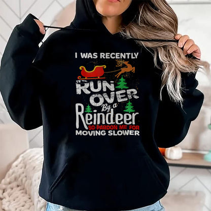Best Grandma Shirt, Proud Grandma Unisex T-Shirt/Hoodie/Sweatshirt HLT00 - Grandma Got Run Over By A Reindeer Christmas So Pardon Me T-Shirt (1)