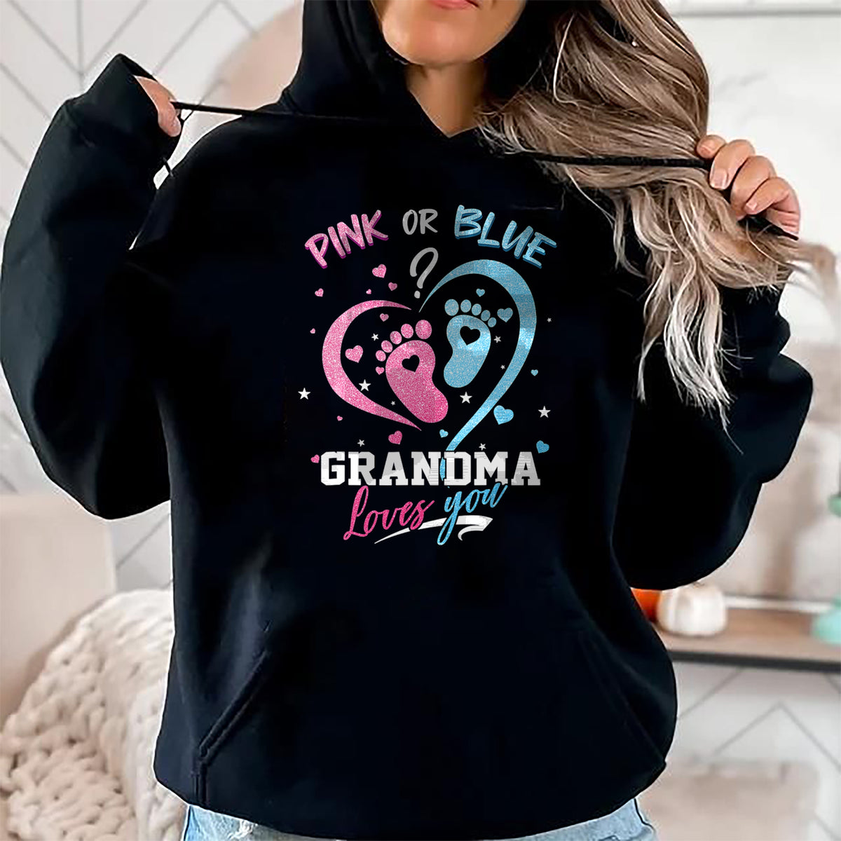 Best Grandma Shirt, Proud Grandma Unisex T-Shirt/Hoodie/Sweatshirt HLT00 - Pink Or Blue Grandma Loves You Gender Reveal Baby Gifts Mom T-Shirt