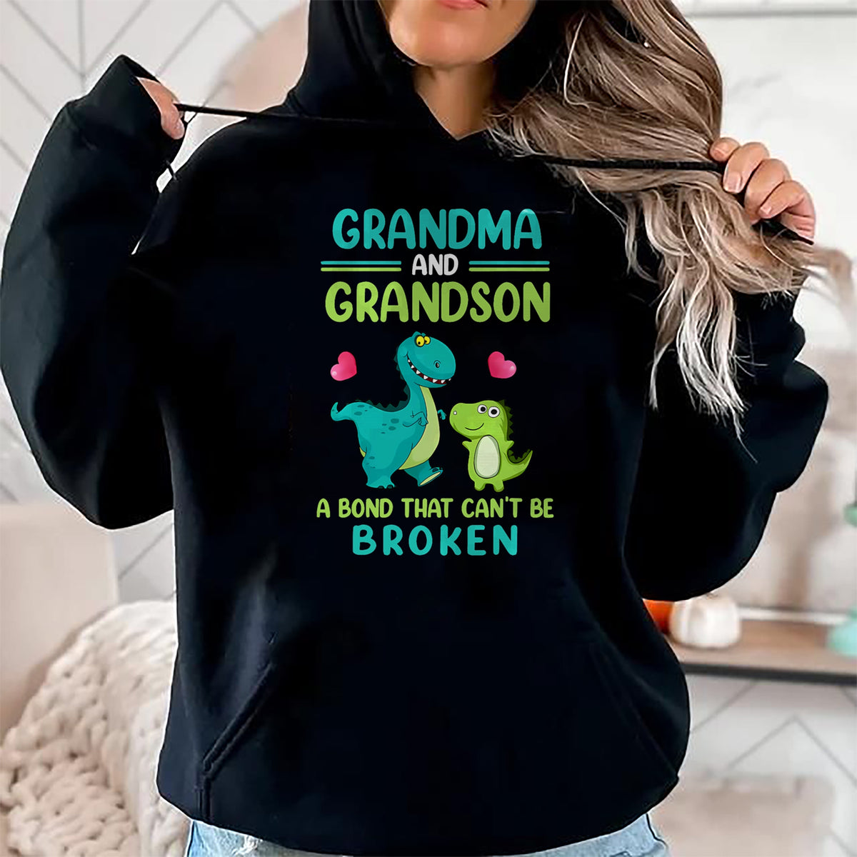 Best Grandma Shirt, Proud Grandma Unisex T-Shirt/Hoodie/Sweatshirt HLT00 - Grandma And Grandson A Bond That Can't Be Broken Dinosaur T-Shirt (1)