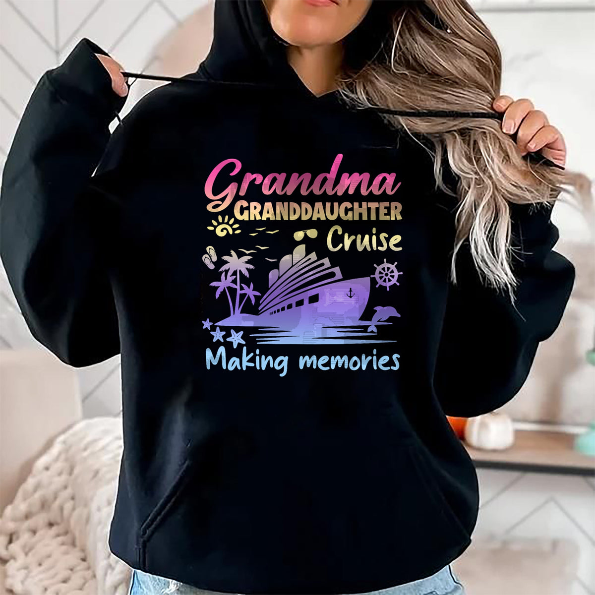 Best Grandma Shirt, Proud Grandma Unisex T-Shirt/Hoodie/Sweatshirt HLT00 - Grandma Granddaughter Memories Gift For Cruise Vacation T-Shirt