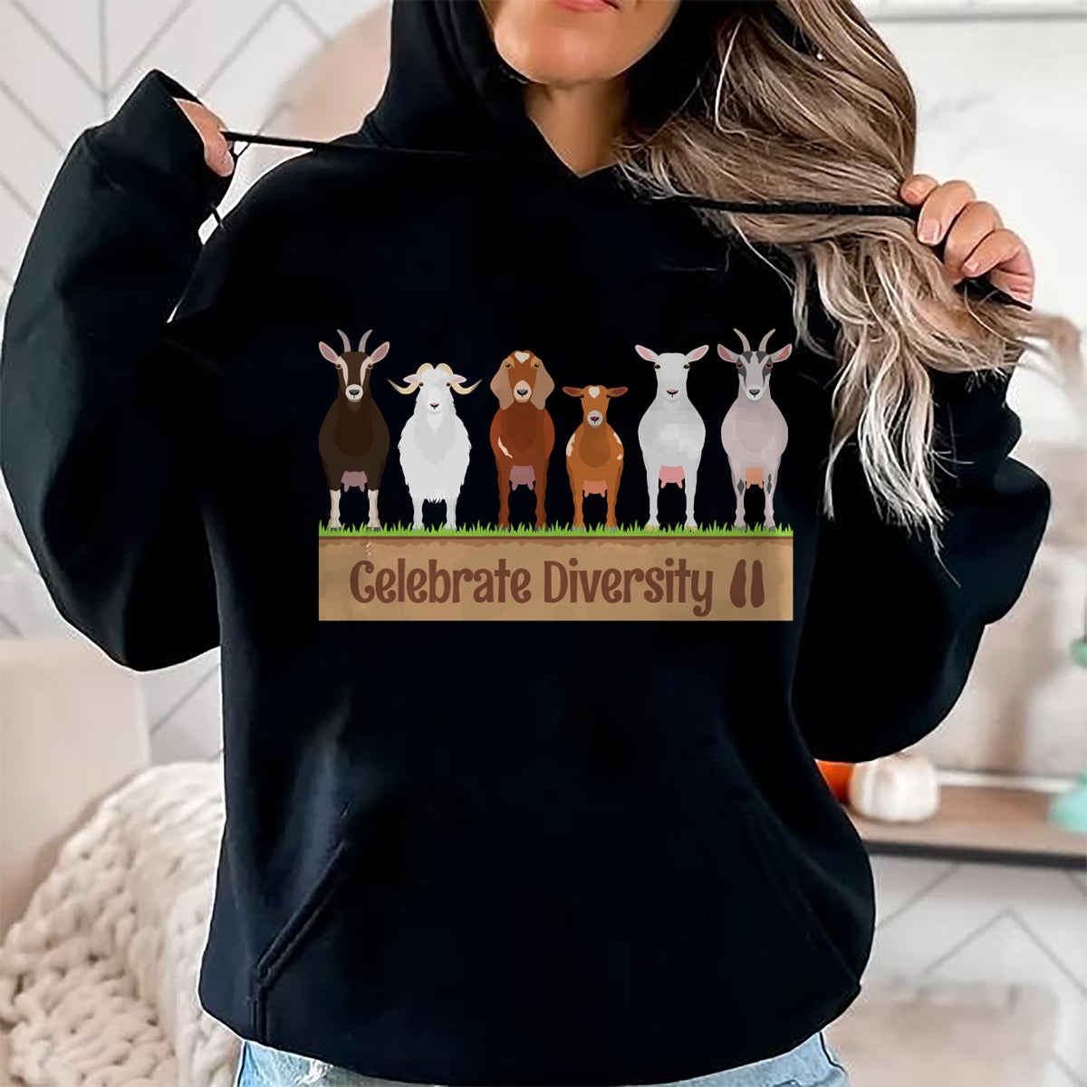 Best Farmer Life Shirt, Funny Farmer UnisexT-Shirt/Hoodie/Sweatshirt HLT00 - Celebrate Diversity Breeds Farm Animal Cute Humor Fun Goat Long Sleeve T-Shirt