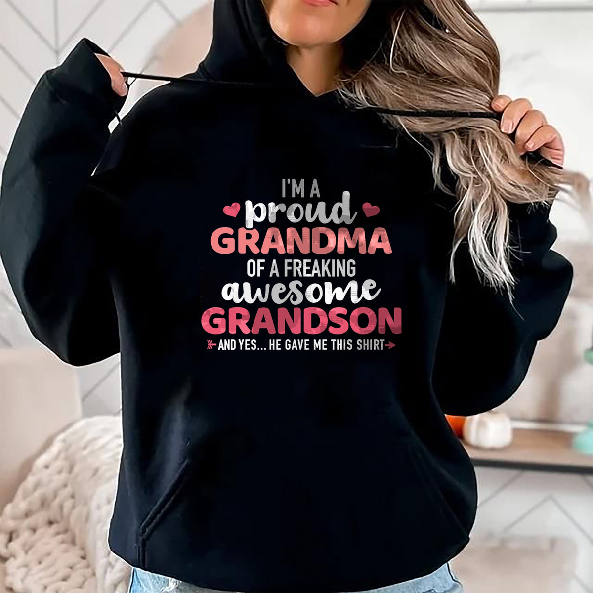Best Grandma Shirt, Proud Grandma Unisex T-Shirt/Hoodie/Sweatshirt HLT00 - Proud grandma of an awesome grandson T-Shirt