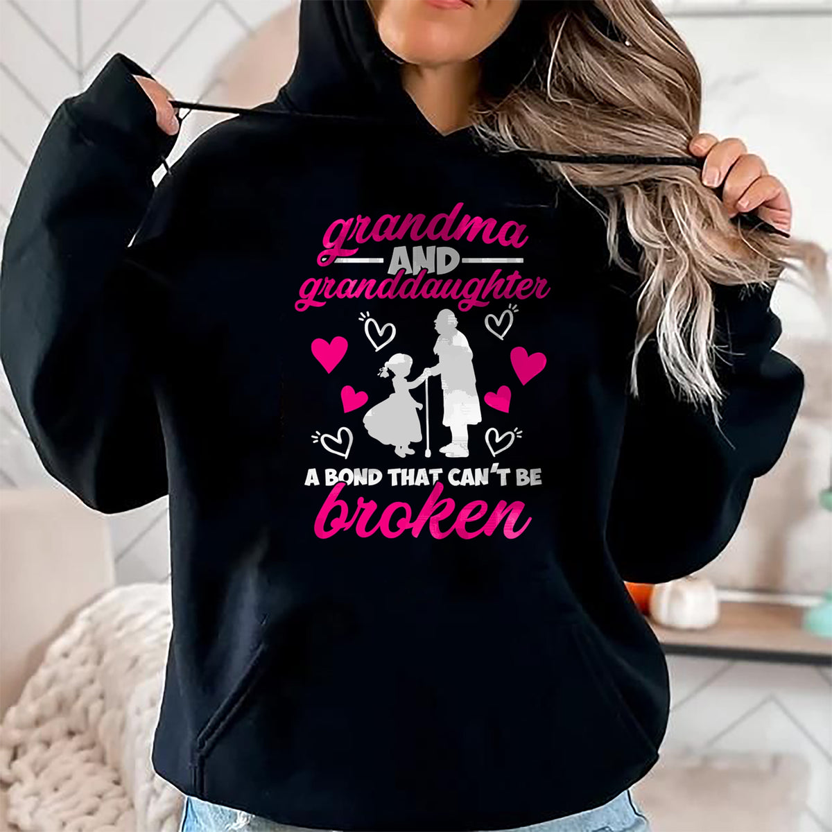 Best Grandma Shirt, Proud Grandma Unisex T-Shirt/Hoodie/Sweatshirt HLT00 - Cute Grandma And Granddaughter A Bond That Can't Be Broken T-Shirt