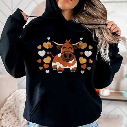 Best Farmer Life Shirt, Funny Farmer UnisexT-Shirt/Hoodie/Sweatshirt HLT00 - Cute Longhorn Cow With Hearts for Longhorn Cow Lovers T-Shirt