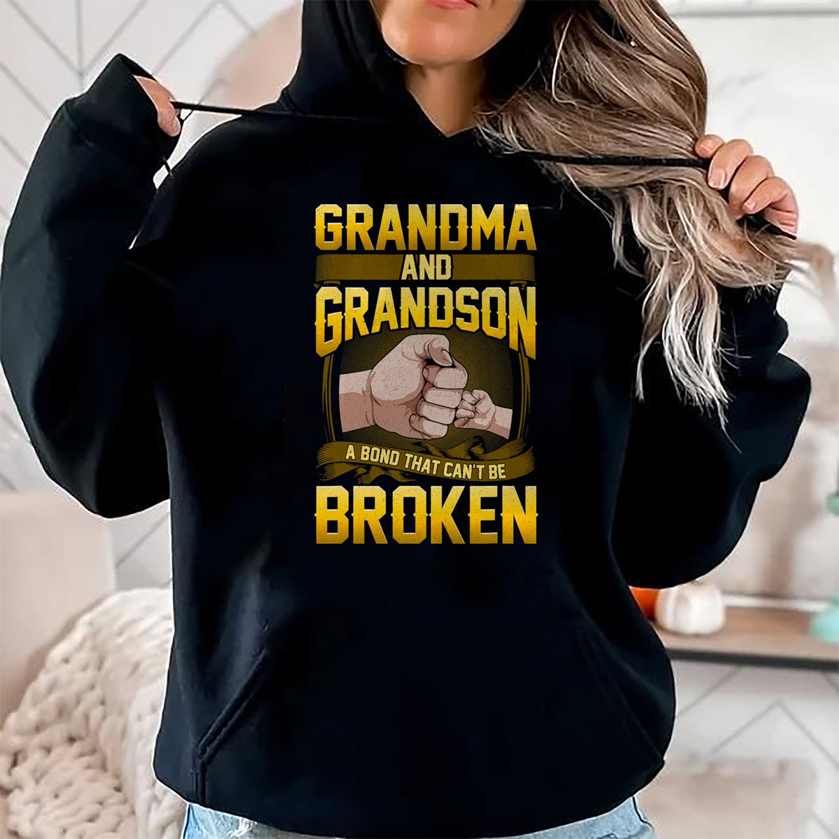 Best Grandma Shirt, Proud Grandma Unisex T-Shirt/Hoodie/Sweatshirt HLT00 - Grandma And Grandson A Bond That Can't Be Broken Shirt Gift T-Shirt