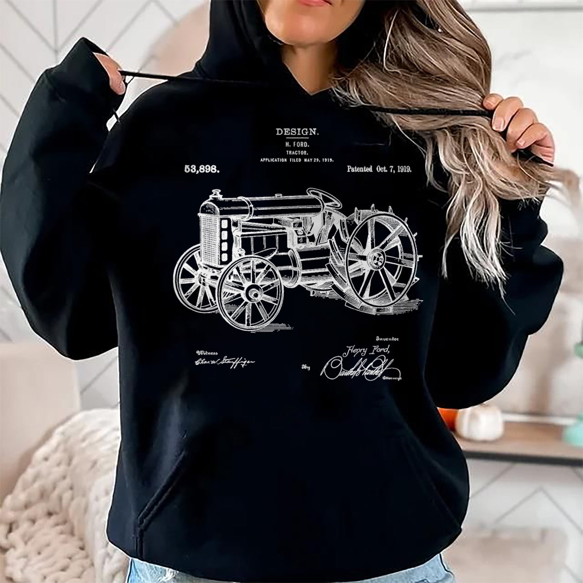 Best Farmer Life Shirt, Funny Farmer UnisexT-Shirt/Hoodie/Sweatshirt HLT00 -Classic Vintage Patent 1919 Farm Tractor Gift T-Shirt Small