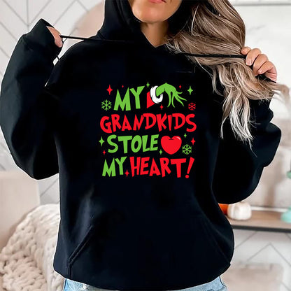 Best Grandma Shirt, Proud Grandma Unisex T-Shirt/Hoodie/Sweatshirt HLT00 - My Grandkids Stole My Heart Vintage Grandma Christmas Xmas T-Shirt