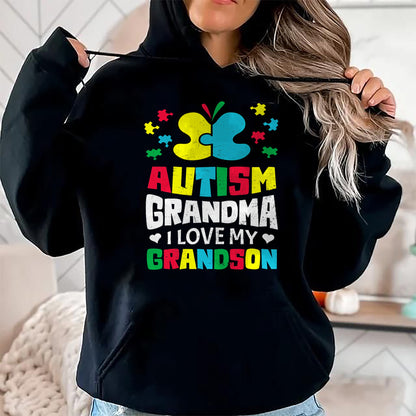Best Grandma Shirt, Proud Grandma Unisex T-Shirt/Hoodie/Sweatshirt HLT00 - Autism Grandma I Love My Grandson Autistic Awareness T-Shirt