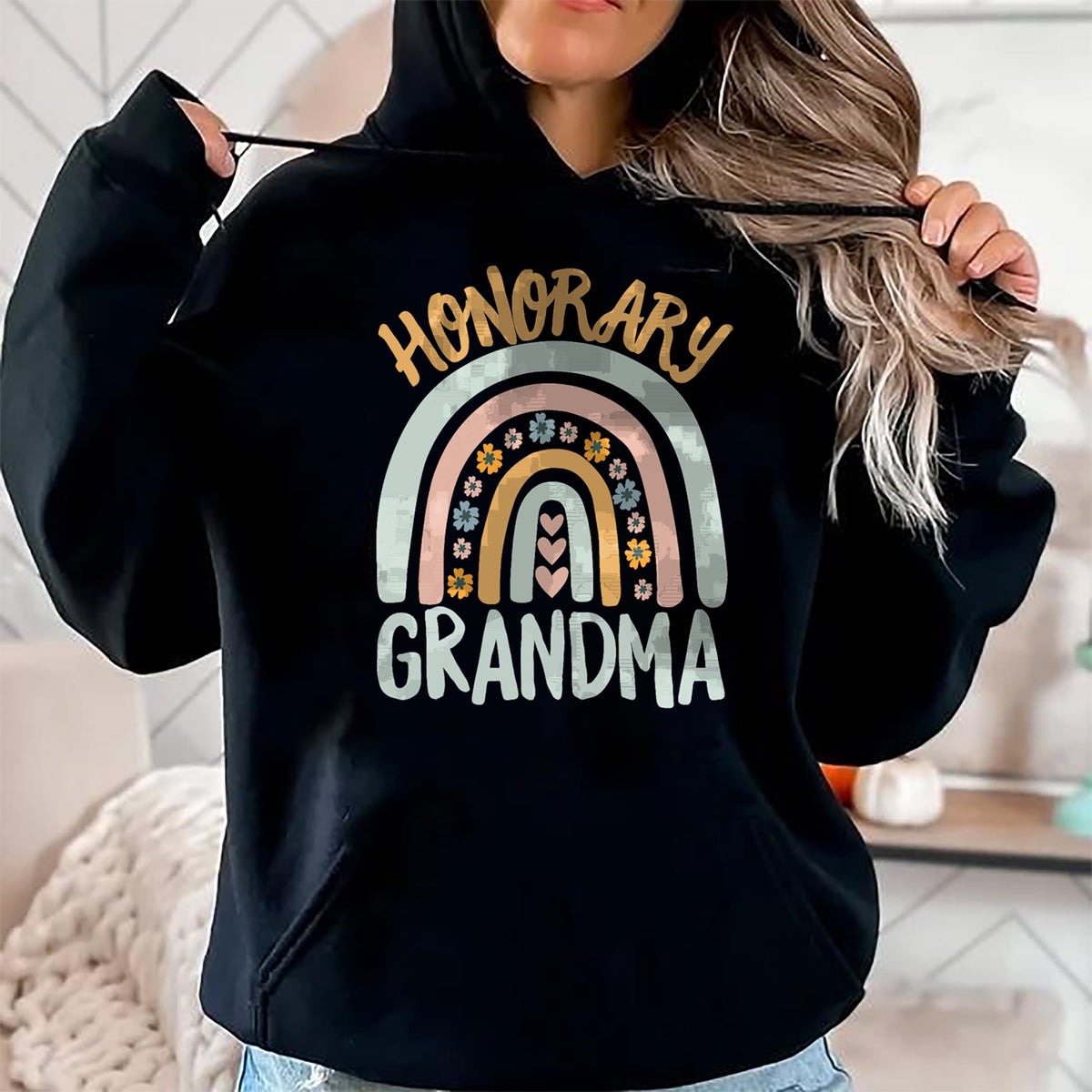 Best Grandma Shirt, Proud Grandma Unisex T-Shirt/Hoodie/Sweatshirt HLT00 - Honorary Grandma Foster Granddaughter Grandson Boho Rainbow T-Shirt