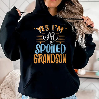 Best Grandma Shirt, Proud Grandma Unisex T-Shirt/Hoodie/Sweatshirt HLT00 - yes I'm a spoiled grandson T-Shirt (5)