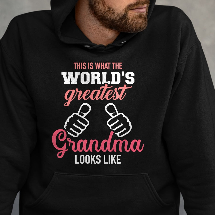 Best Grandma Shirt, Proud Grandma Unisex T-Shirt/Hoodie/Sweatshirt HLT00 - This is what world's greatest grandma looks like T-Shirt (2)