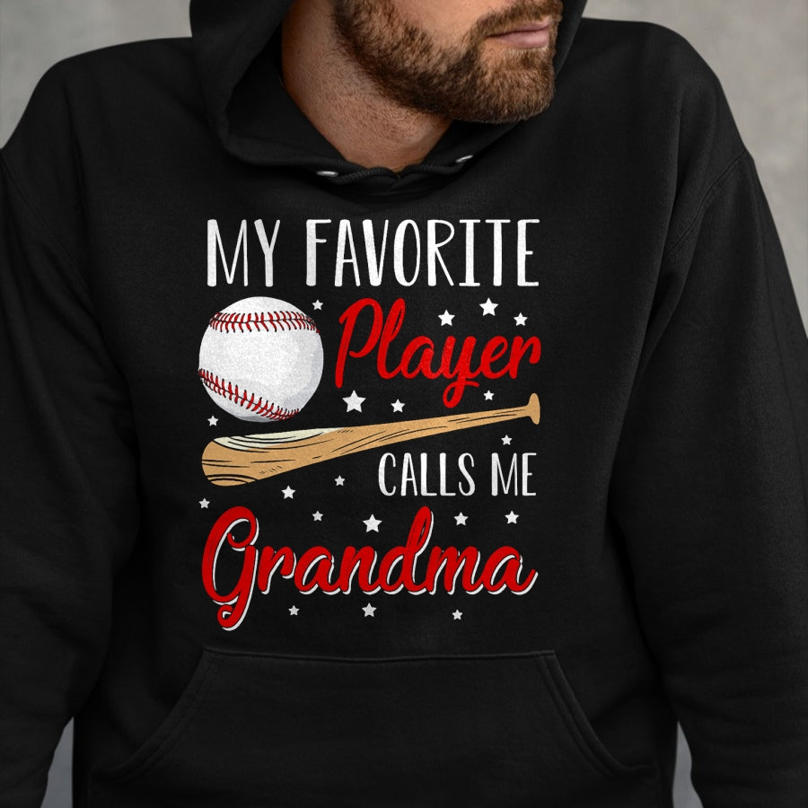 Best Grandma Shirt, Proud Grandma Unisex T-Shirt/Hoodie/Sweatshirt HLT00 - Baseball My Favorite Player Calls Me Grandma Heart T-Shirt
