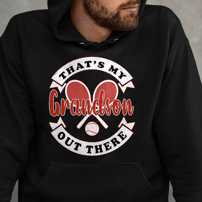 Best Grandma Shirt, Proud Grandma Unisex T-Shirt/Hoodie/Sweatshirt HLT00 - That's My Grandson Out There Tennis Grandma Grandpa T-Shirt