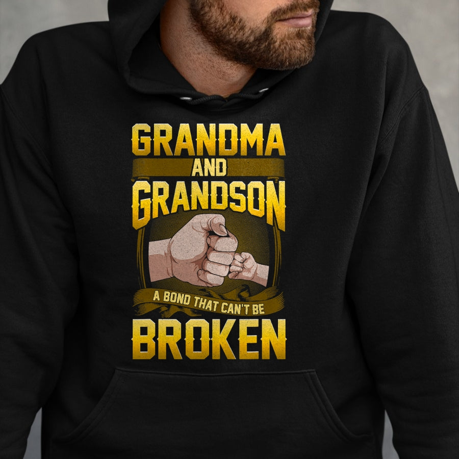 Best Grandma Shirt, Proud Grandma Unisex T-Shirt/Hoodie/Sweatshirt HLT00 - Grandma And Grandson A Bond That Can't Be Broken Shirt Gift T-Shirt