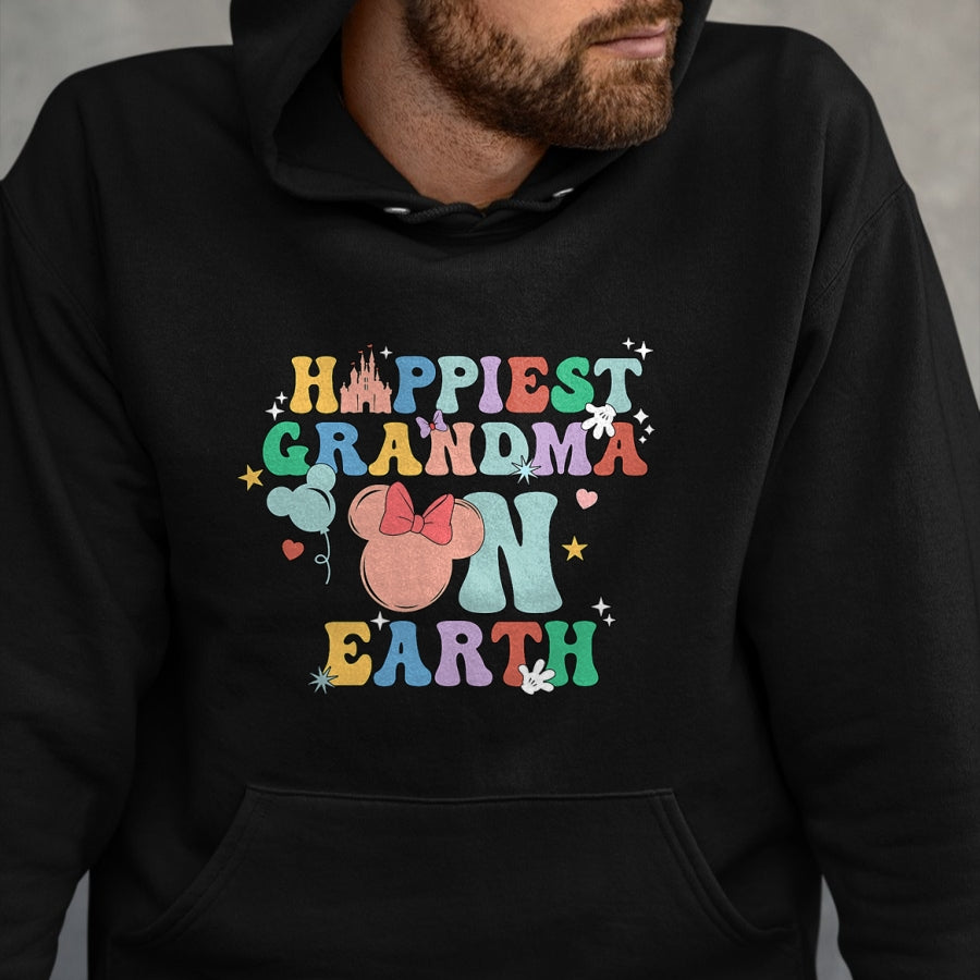 Best Grandma Shirt, Proud Grandma Unisex T-Shirt/Hoodie/Sweatshirt HLT00 - Groovy Happiest Grandma On Earth T-Shirt