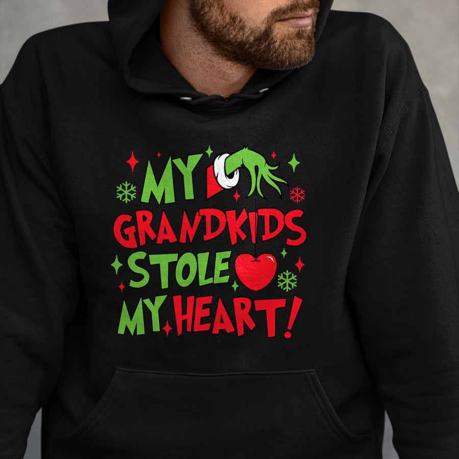 Best Grandma Shirt, Proud Grandma Unisex T-Shirt/Hoodie/Sweatshirt HLT00 - My Grandkids Stole My Heart Vintage Grandma Christmas Xmas T-Shirt