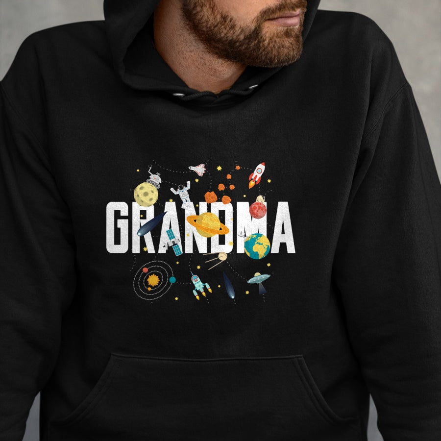 Best Grandma Shirt, Proud Grandma Unisex T-Shirt/Hoodie/Sweatshirt HLT00 - Grandma Outer Space Birthday Party Grandson B-Day Matching T-Shirt