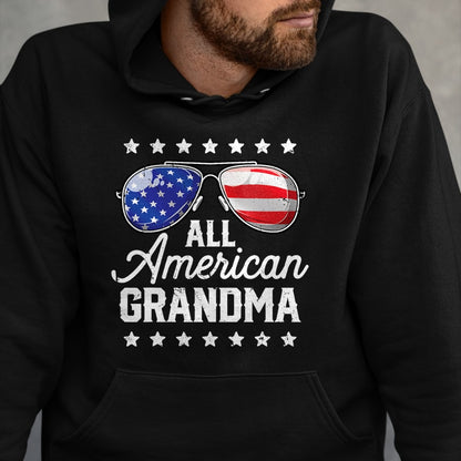 Best Grandma Shirt, Proud Grandma Unisex T-Shirt/Hoodie/Sweatshirt HLT00 - All American Grandma 4th of July Family Matching Sunglasses T-Shirt
