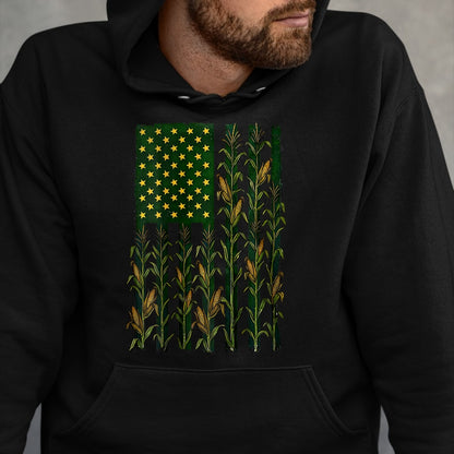 Best Farmer Life Shirt, Funny Farmer UnisexT-Shirt/Hoodie/Sweatshirt HLT00 - American Flag Corn Field Farmer Patriotic (on Back) T-Shirt