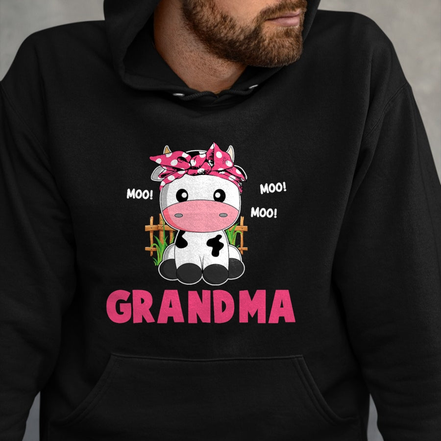 Best Grandma Shirt, Proud Grandma Unisex T-Shirt/Hoodie/Sweatshirt HLT00 - Funny Grandma Cow Cute Cow Farmer Birthday Matching Family T-Shirt