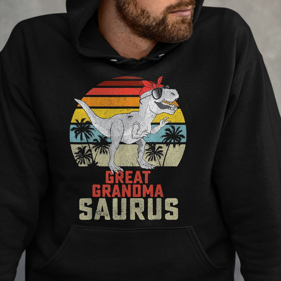 Best Grandma Shirt, Proud Grandma Unisex T-Shirt/Hoodie/Sweatshirt HLT00 - Grandmasaurus T Rex Dinosaur Great Grandma Saurus Family T-Shirt