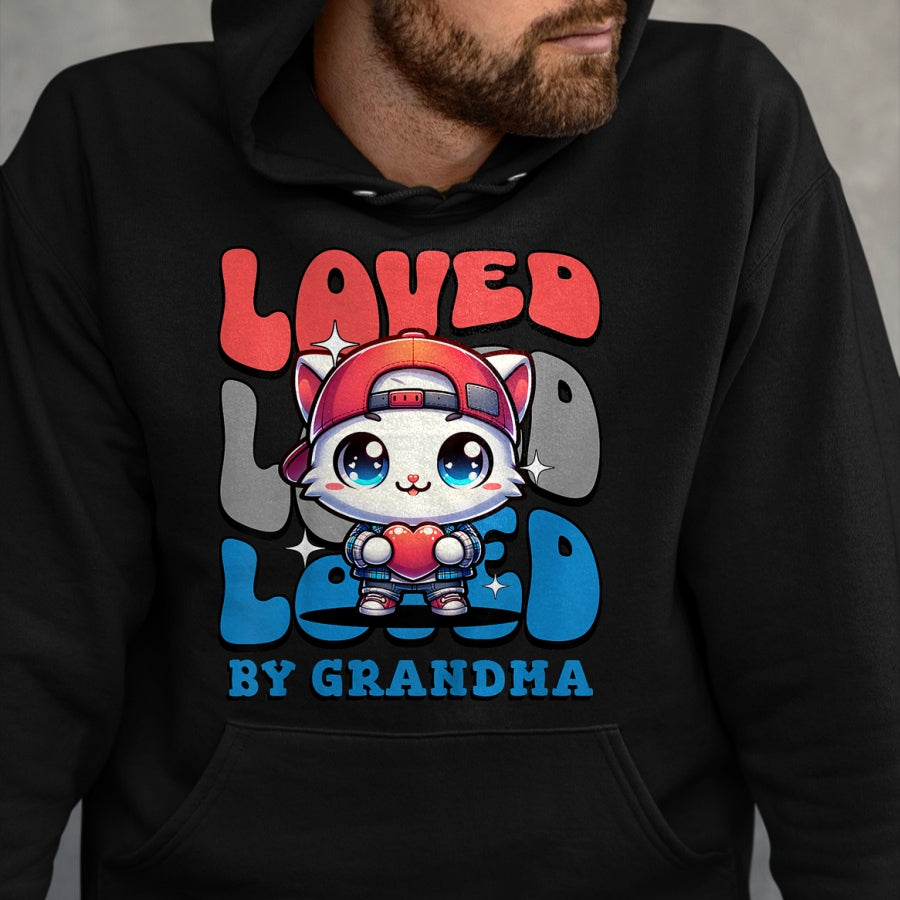 Best Grandma Shirt, Proud Grandma Unisex T-Shirt/Hoodie/Sweatshirt HLT00 - Kids Grandma Loves Me Grandson Cat T-Shirt