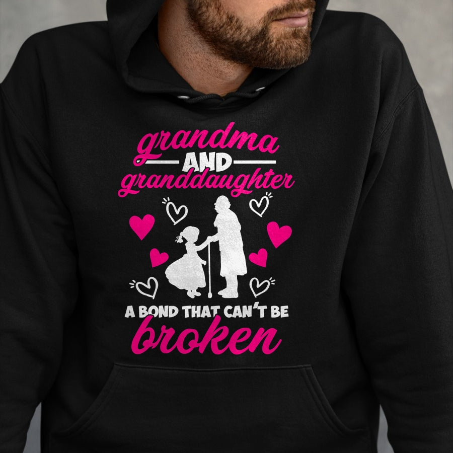Best Grandma Shirt, Proud Grandma Unisex T-Shirt/Hoodie/Sweatshirt HLT00 - Cute Grandma And Granddaughter A Bond That Can't Be Broken T-Shirt
