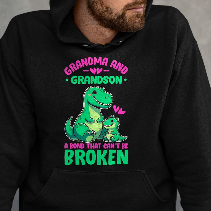 Best Grandma Shirt, Proud Grandma Unisex T-Shirt/Hoodie/Sweatshirt HLT00 - Grandma and Grandson A Bond That Can't Be Broken Dinosaurs T-Shirt