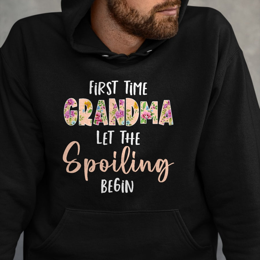 Best Grandma Shirt, Proud Grandma Unisex T-Shirt/Hoodie/Sweatshirt HLT00 - Grandmother - Let The Spoiling Begin Gift First Time Grandma T-Shirt