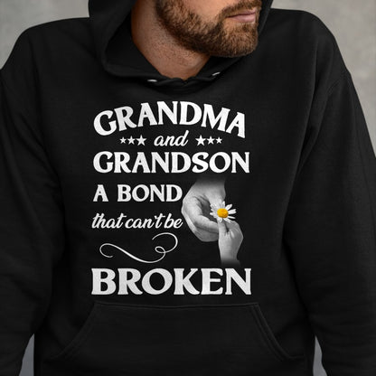 Best Grandma Shirt, Proud Grandma Unisex T-Shirt/Hoodie/Sweatshirt HLT00 - Grandma and Grandson A Bond That Can't Be Broken T-Shirt