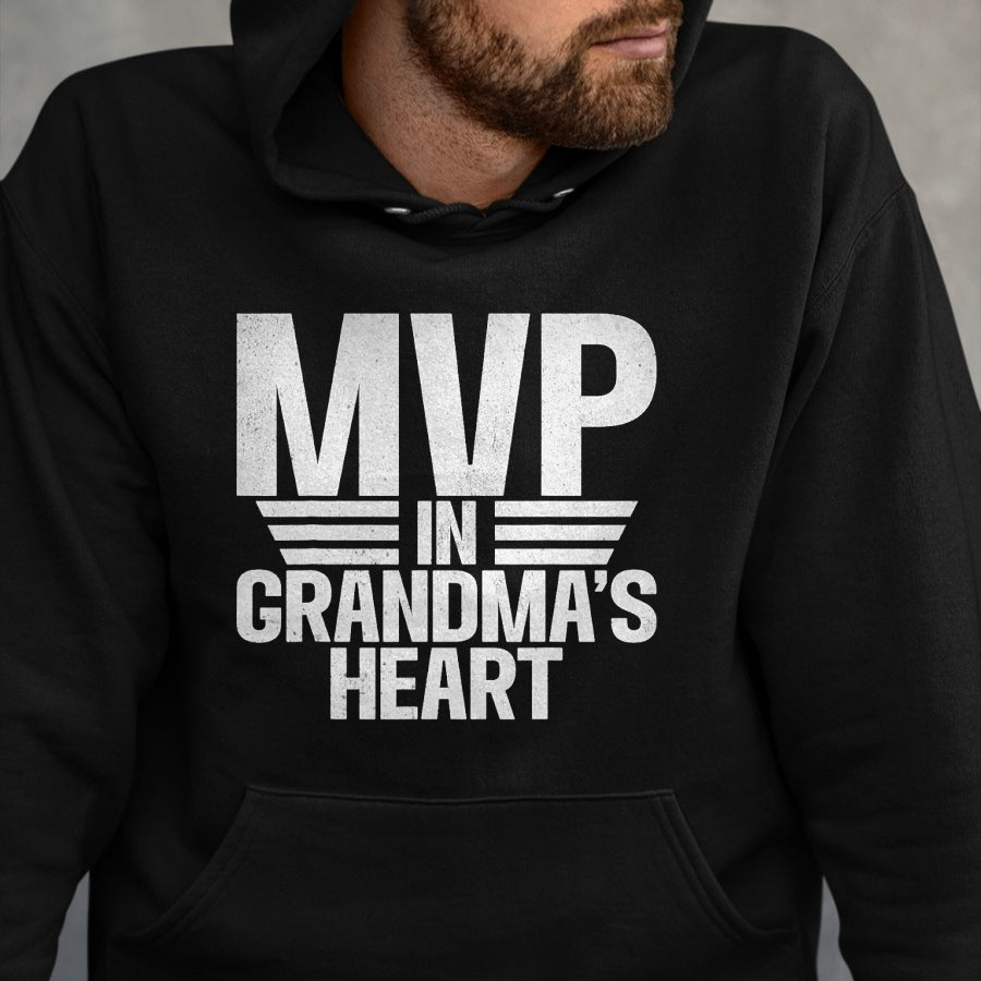 Best Grandma Shirt, Proud Grandma Unisex T-Shirt/Hoodie/Sweatshirt HLT00 - MVP in Grandmas Heart Grandson T-Shirt