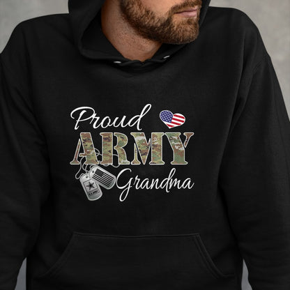 Best Grandma Shirt, Proud Grandma Unisex T-Shirt/Hoodie/Sweatshirt HLT00 - Proud Army Grandma Shirt Military Pride T-Shirt
