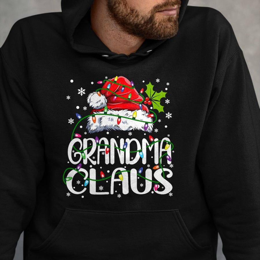 Best Grandma Shirt, Proud Grandma Unisex T-Shirt/Hoodie/Sweatshirt HLT00 - Grandma Claus Christmas Lights Pajama Family Matching T-Shirt