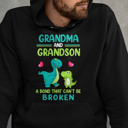 Best Grandma Shirt, Proud Grandma Unisex T-Shirt/Hoodie/Sweatshirt HLT00 - Grandma And Grandson A Bond That Can't Be Broken Dinosaur T-Shirt (1)