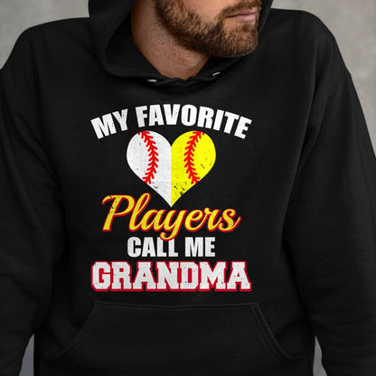 Best Grandma Shirt, Proud Grandma Unisex T-Shirt/Hoodie/Sweatshirt HLT00 - My Favorite Baseball Softball Players Call Me Grandma T-Shirt (1)