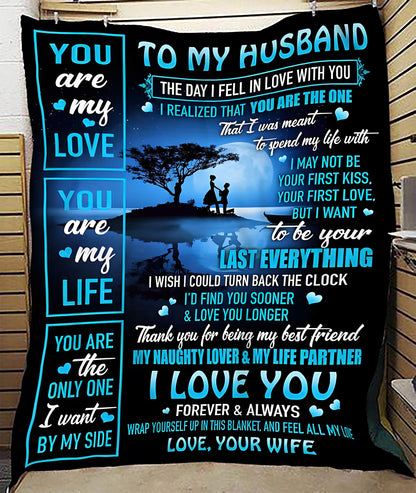 TO MY HUSBAND - GIFT FROM WIFE - Sherpa Fleece Quilt Blanket (SKU2603-230)