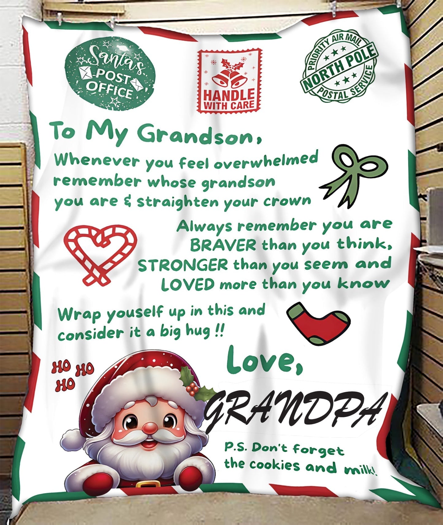 BLANKET FOR GRANDSON – COMFORT & WARMTH GIFT FROM GRANDPA  Sherpa Fleece Quilt Blanket LUNA00 (SKUB10-182)
