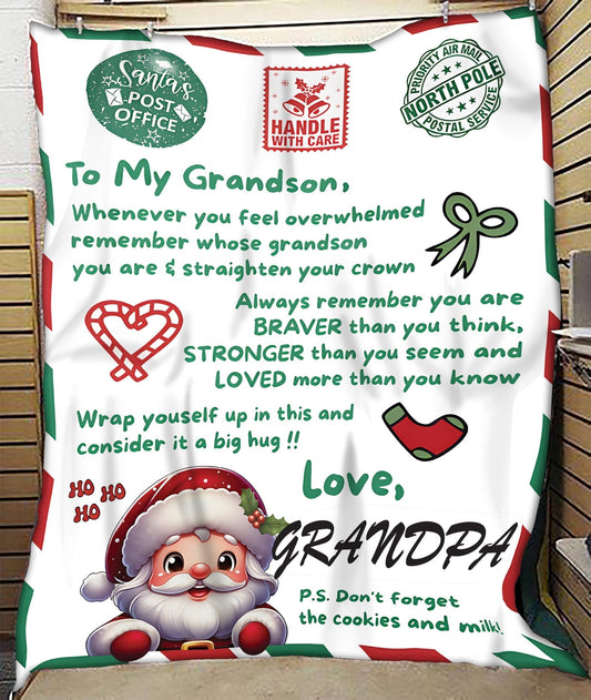BLANKET FOR GRANDSON – COMFORT & WARMTH GIFT FROM GRANDPA  Sherpa Fleece Quilt Blanket LUNA00 (SKUB10-182)
