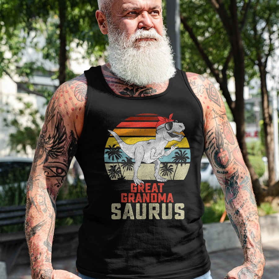 Best Grandma Shirt, Proud Grandma Unisex T-Shirt/Hoodie/Sweatshirt HLT00 - Grandmasaurus T Rex Dinosaur Great Grandma Saurus Family T-Shirt