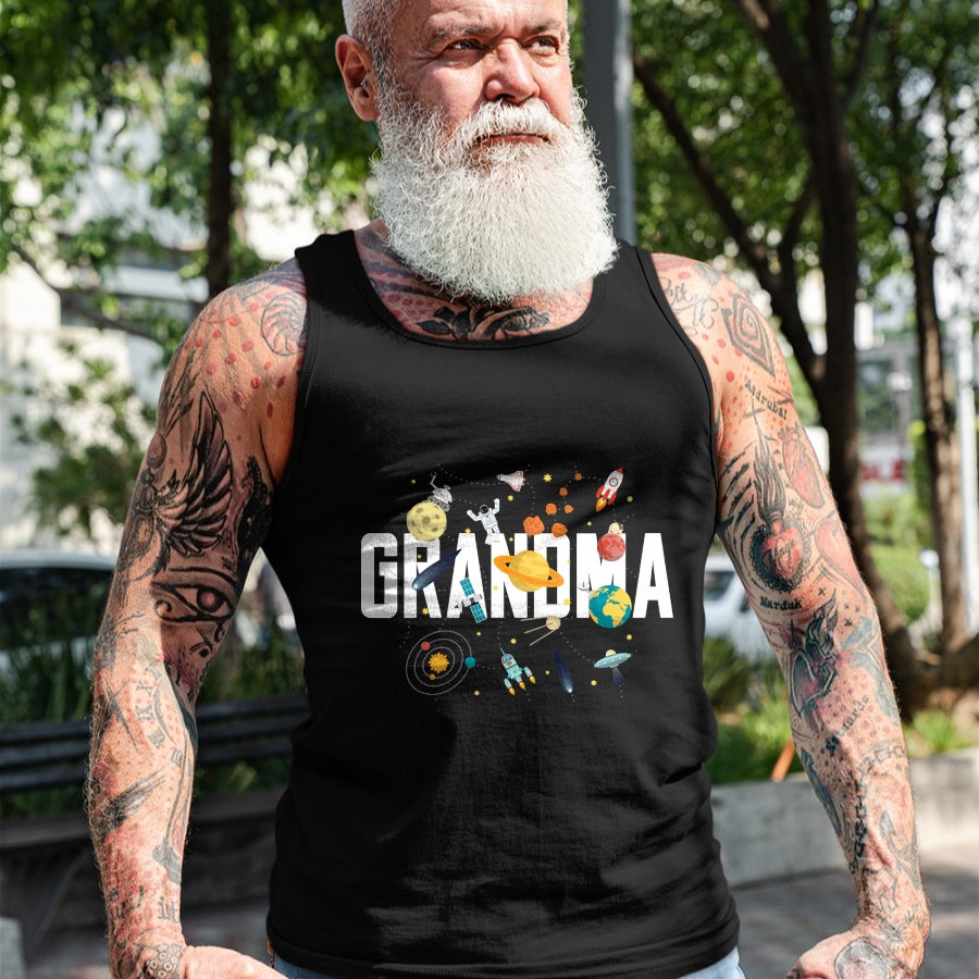 Best Grandma Shirt, Proud Grandma Unisex T-Shirt/Hoodie/Sweatshirt HLT00 - Grandma Outer Space Birthday Party Grandson B-Day Matching T-Shirt