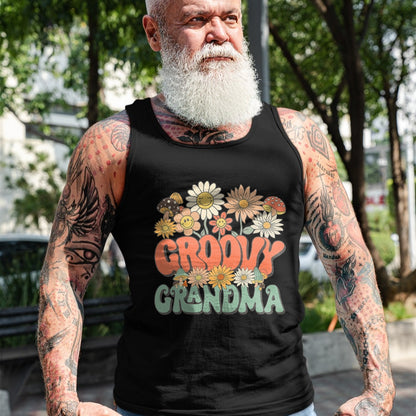 Best Grandma Shirt, Proud Grandma Unisex T-Shirt/Hoodie/Sweatshirt HLT00 - Groovy Grandma Floral Hippie Retro Daisy Flower Mother's Day T-Shirt