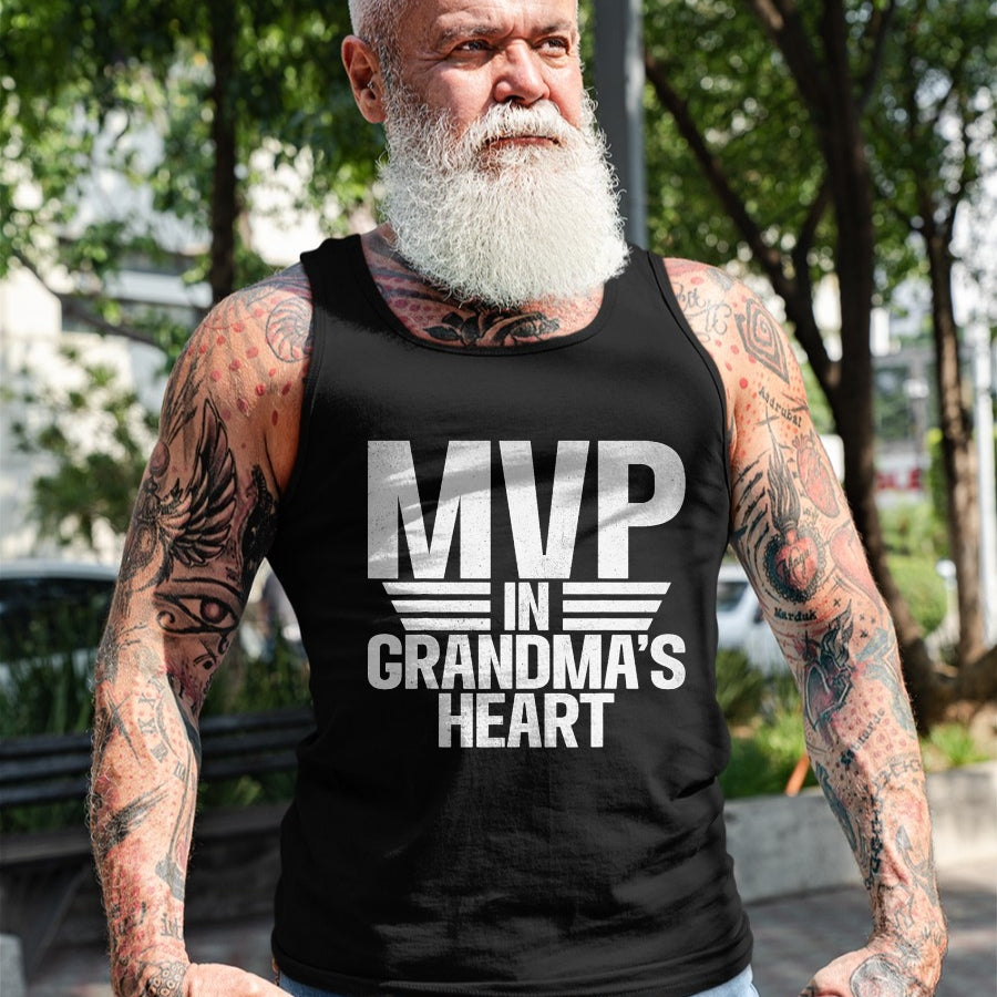 Best Grandma Shirt, Proud Grandma Unisex T-Shirt/Hoodie/Sweatshirt HLT00 - MVP in Grandmas Heart Grandson T-Shirt